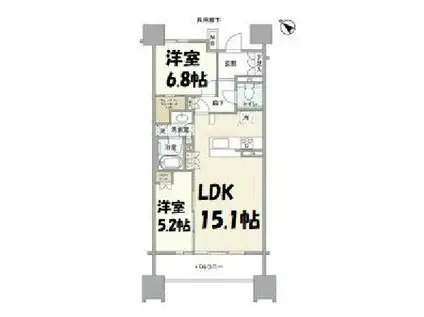 ザ・パークハウス名古屋(2LDK/9階)の間取り写真