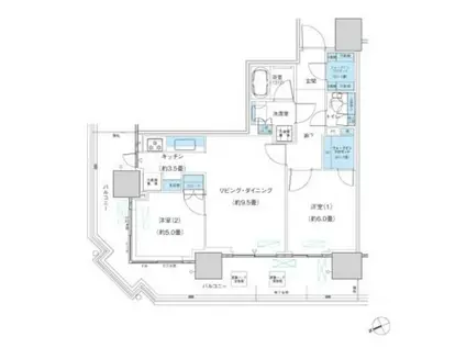 パークシティ柏の葉キャンパス ザ・ゲートタワー ウエスト(2LDK/14階)の間取り写真