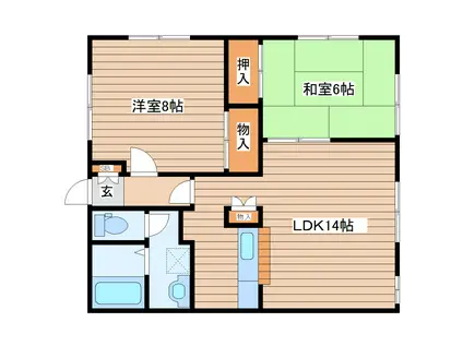 クレスト南仙台I(2LDK/1階)の間取り写真