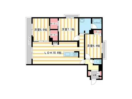 シャーメゾンフゥ(3LDK/2階)の間取り写真