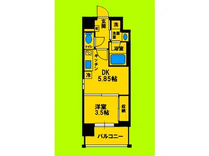 エムコート江坂(1DK/2階)の間取り写真