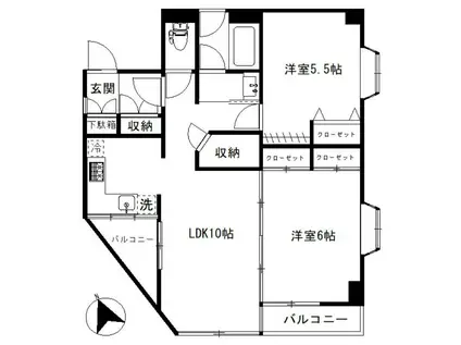 今泉ビル(2LDK/2階)の間取り写真