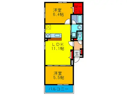 BELLWOOD加島IV(2LDK/1階)の間取り写真