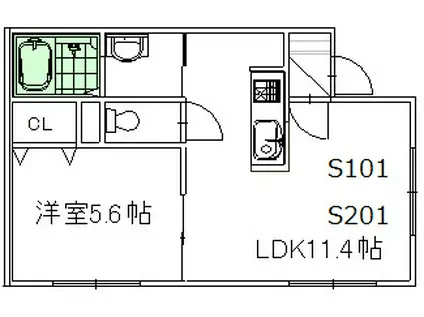 LAID BOOK(1LDK/2階)の間取り写真