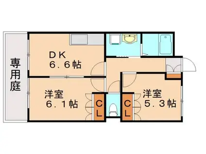 フォーシーズン(2DK/1階)の間取り写真