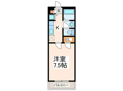 プレステージ上熊本(1K/3階)の間取り写真