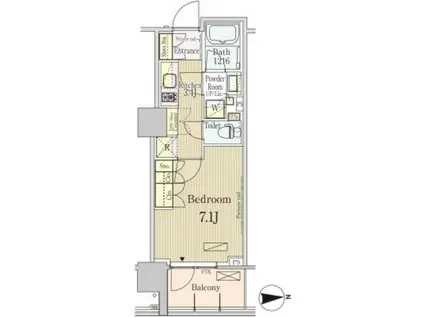 パークアクシス池田山(1K/8階)の間取り写真