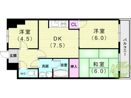 ブライジェントウエスト(3DK/3階)の間取り写真