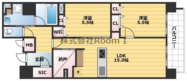 セイワパレス本町東(2SLDK/13階)の間取り写真