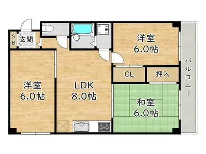 エル三津屋(3LDK/2階)の間取り写真