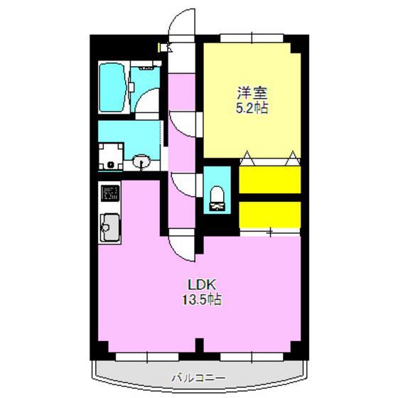 セシオン(1LDK/2階)の間取り写真