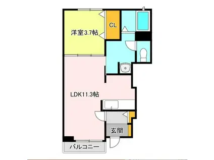 ルミエール・S(1LDK/1階)の間取り写真