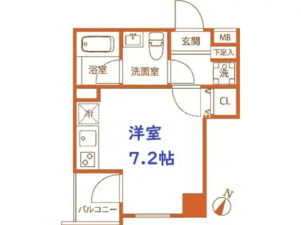 マーレ横浜白金(ワンルーム/7階)の間取り写真