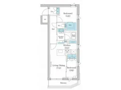 スタイリオ池上サウス(2LDK/4階)の間取り写真