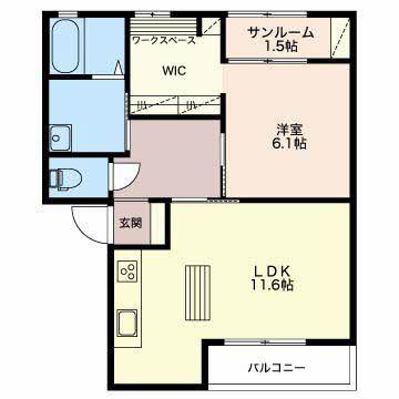 コーポ米田(1LDK/2階)の間取り写真