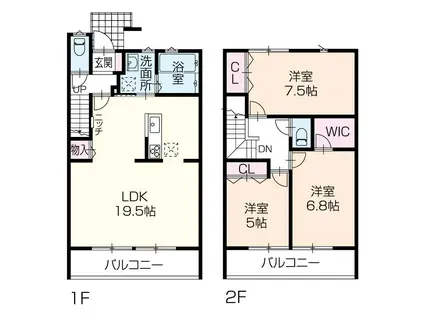 OAFLAT飾東II E棟(3LDK/1階)の間取り写真