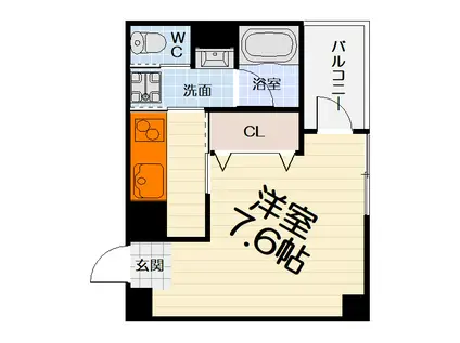 LA MER 諏訪森(1K/4階)の間取り写真