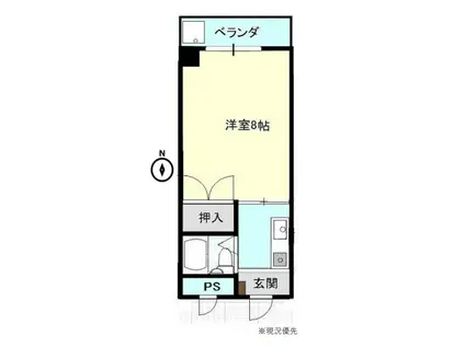 各務野ハイツI(1K/3階)の間取り写真