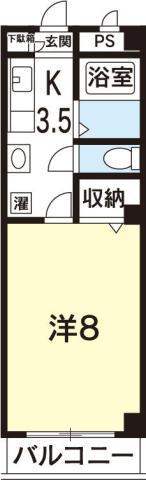 メイプルハイツ(1K/3階)の間取り写真