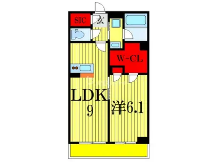 フェリーチェIII(1LDK/1階)の間取り写真
