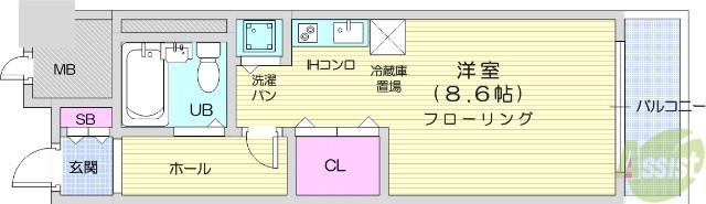 ライオンズマンション一番町(ワンルーム/6階)の間取り写真