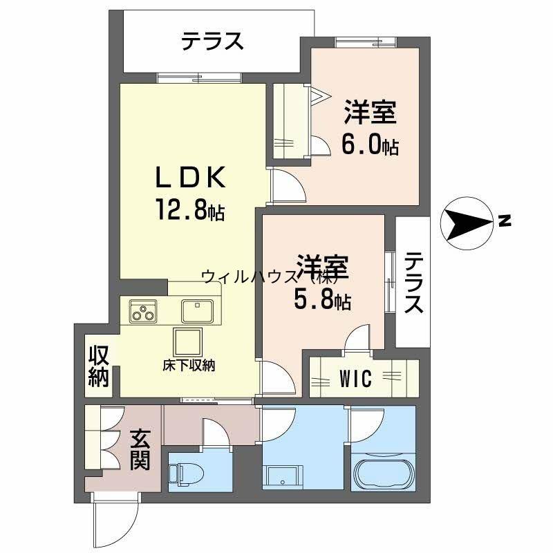 スプレンドーレ新金岡(2LDK/1階)の間取り写真