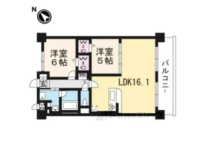 コンフォート上笠(2LDK/2階)の間取り写真