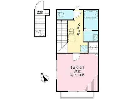 アーバンハイム・K(1K/2階)の間取り写真