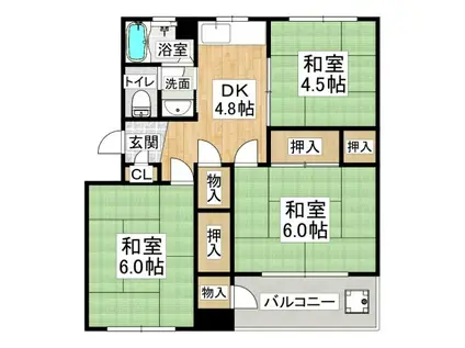 東垂水南(3DK/3階)の間取り写真