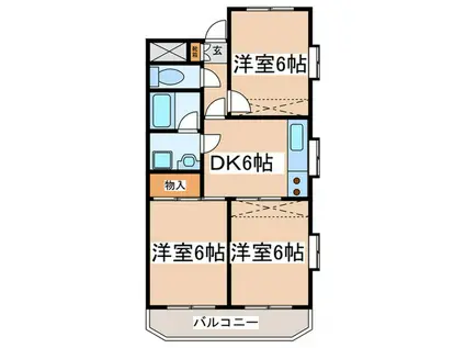 かわばた梨花マンション(3DK/1階)の間取り写真