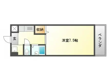 レインボーヴィラ(1K/4階)の間取り写真