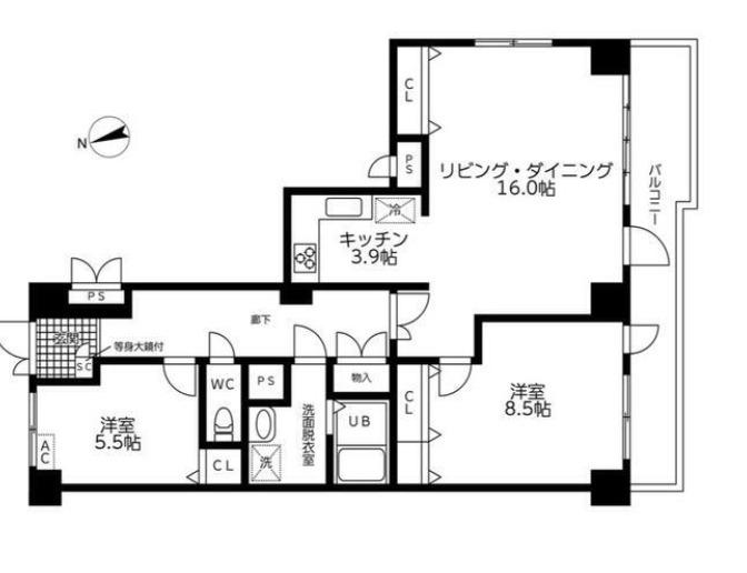 池下タワーズ(2LDK/6階)の間取り写真