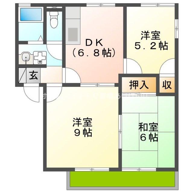 メゾン7B棟(3DK/1階)の間取り写真