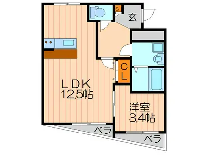 GLANZ HAUS(1LDK/3階)の間取り写真