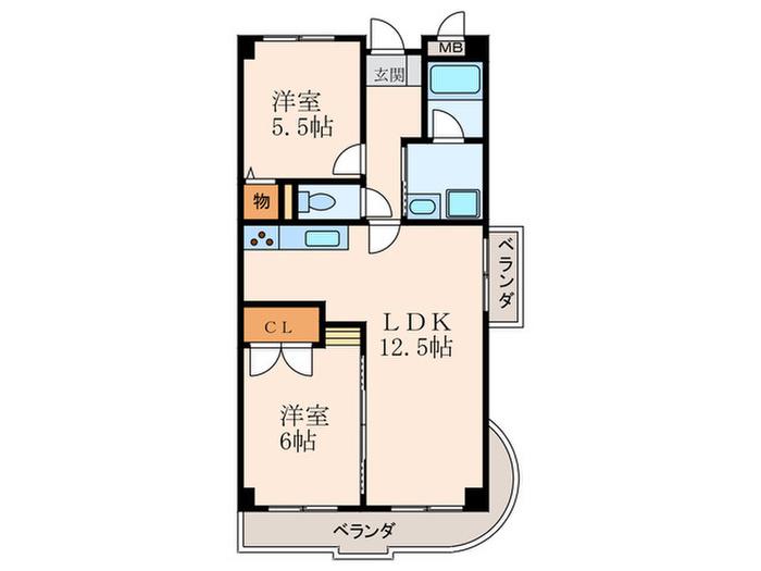 グレースサンシャイン(2LDK/4階)の間取り写真