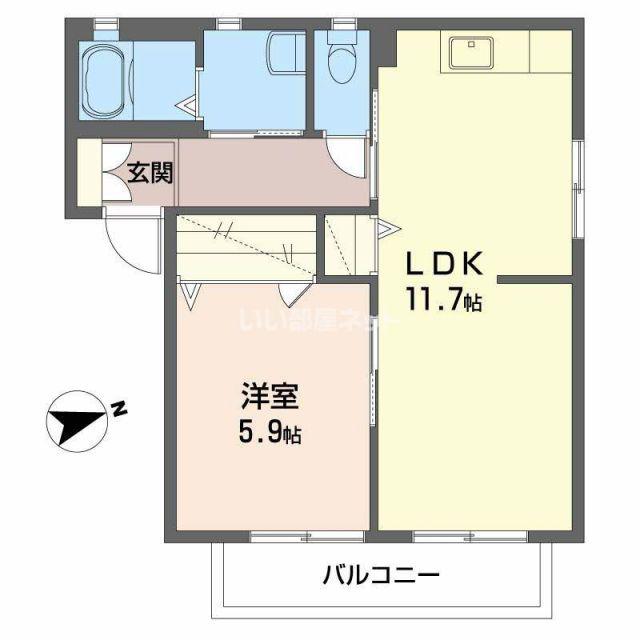 バリュージュ王子A(1LDK/1階)の間取り写真