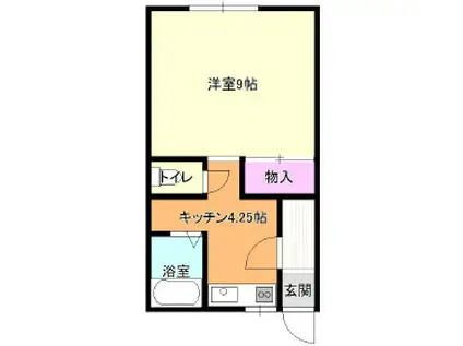 レジデンスF(1K/2階)の間取り写真