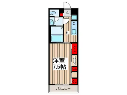 リブリ・TAURUS(1K/3階)の間取り写真