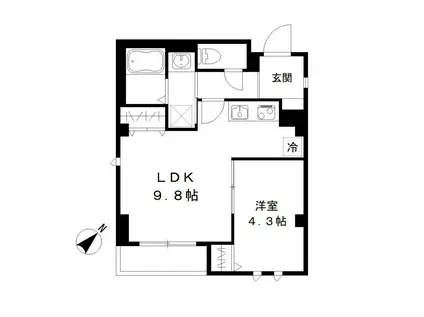 CASA DE RENO カーサ デ リノ(1LDK/4階)の間取り写真