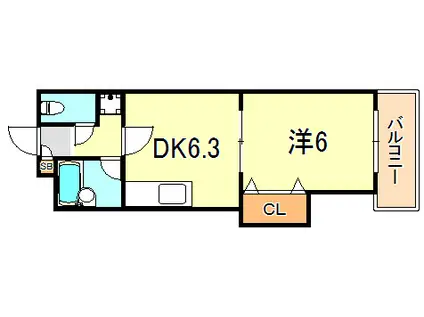 梅田ビル(1DK/3階)の間取り写真