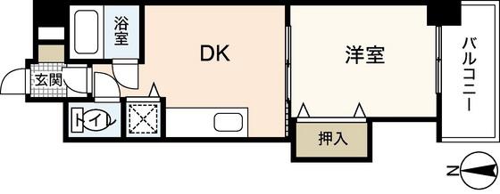 ミッションデルタ(1DK/4階)の間取り写真