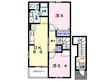 イーワイ.サンセットB(2DK/2階)の間取り写真