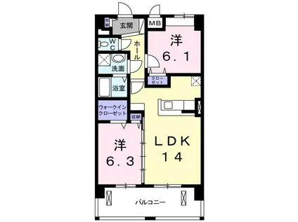 サニーレジデンス西三国NEO(2LDK/1階)の間取り写真
