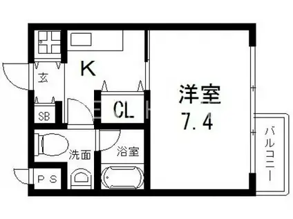 GROOVE城東(1K/4階)の間取り写真