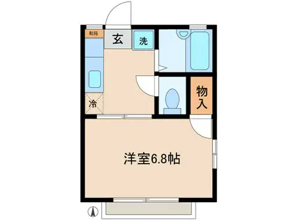 ベルハイム(1K/2階)の間取り写真