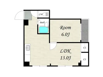 クレンツコート枚方(1LDK/1階)の間取り写真