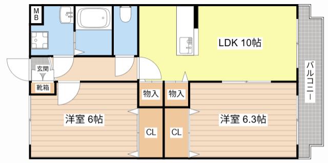 ユーミークインズガーデン(2LDK/4階)の間取り写真