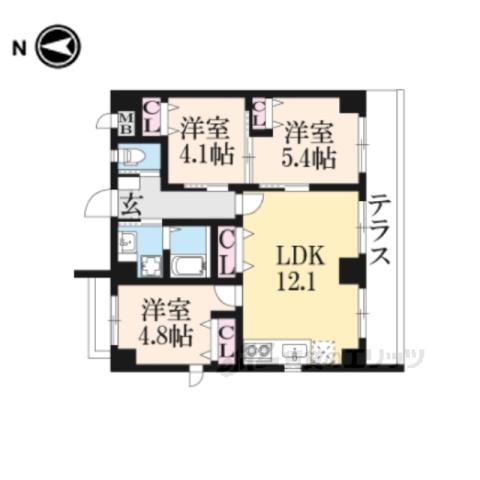 GRANDLATTICEKAWARAMA(3LDK/1階)の間取り写真