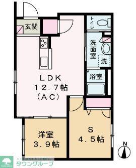 プチヴェール(1SLDK/1階)の間取り写真