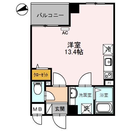 プレジデンス白銀(ワンルーム/2階)の間取り写真